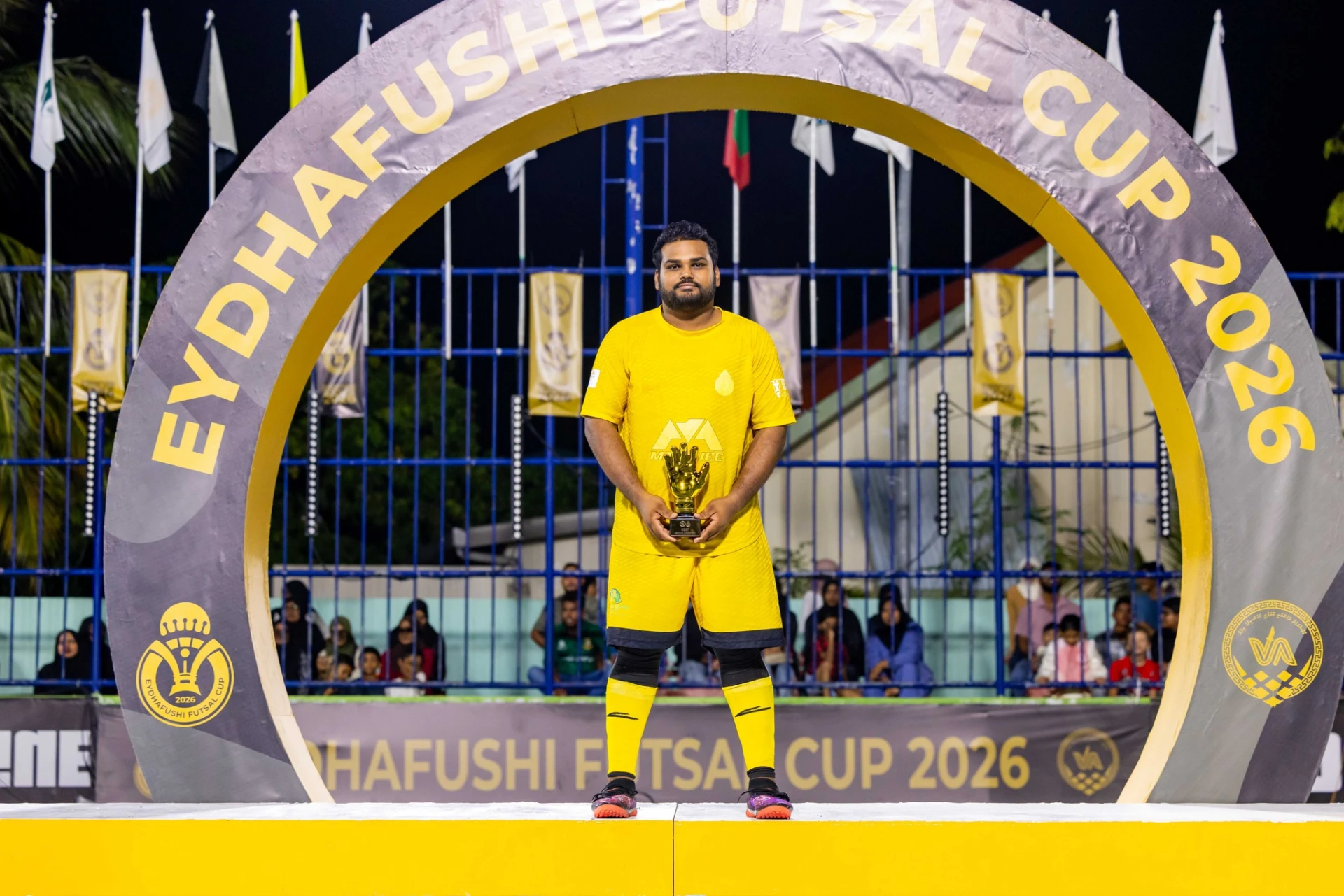 މުބާރާތުގެ އެންމެ މޮޅު ގޯލްކީޕަރުގެ މަގާމް ހޯދި އެއިޓީފޯގެ ސުއުބާން އަބްދުއްރަޝީދު. ފޮޓޯ: އޭދަފުށި ކައުންސިލް